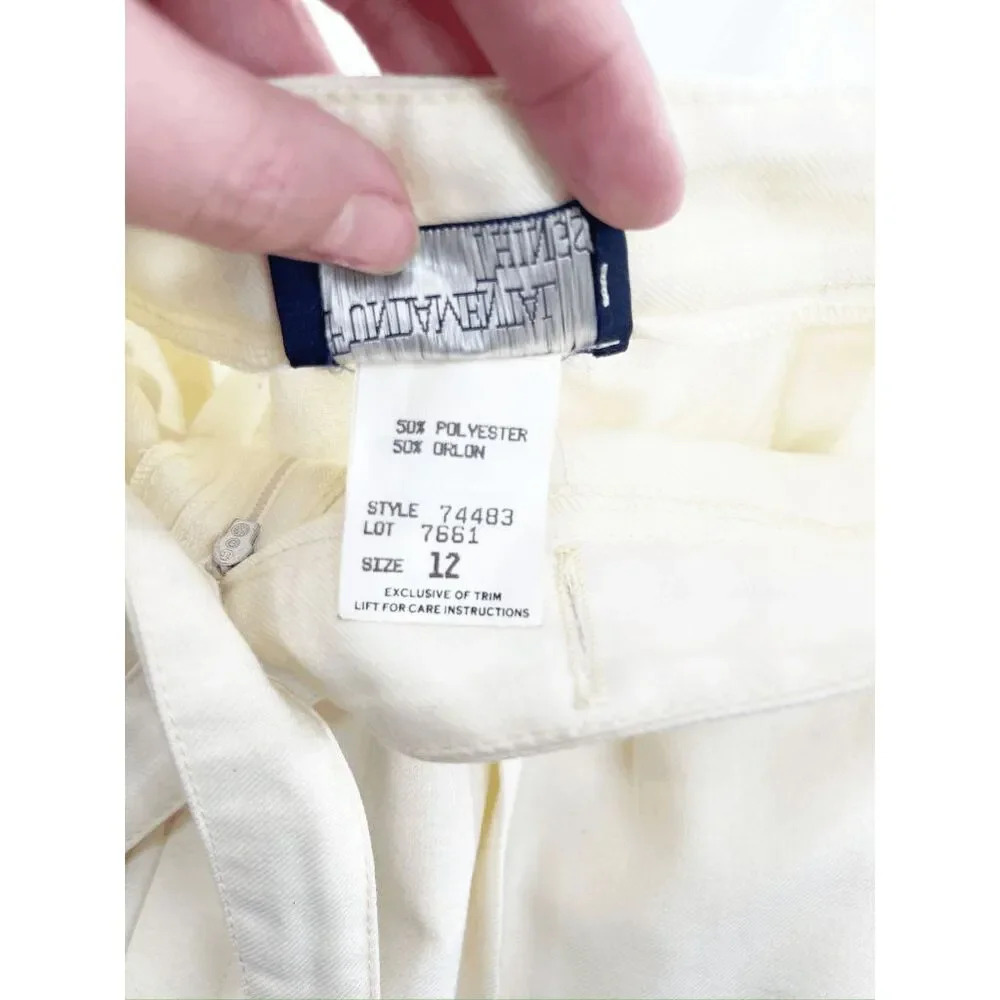 Urban Outfitters Fundamental Things Casual Pants Women Size 12 Cream 90s Pleated - Picture 4 of 5